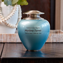 Load image into Gallery viewer, Adult 195 Cubic Inch Brass Green Funeral Cremation Urn for Ashes
