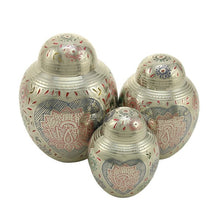 Load image into Gallery viewer, Small Lotus Heart Brass Pet Funeral Cremation Urn for Ashes, 40 Cubic Inches

