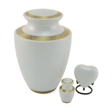 Load image into Gallery viewer, Adult 200 Cubic Inch Brass White Funeral Cremation Urn for Ashes
