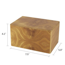 Load image into Gallery viewer, Small/Keepsake Natural Box Funeral Cremation Urn for Ashes, 85 Cubic Inches
