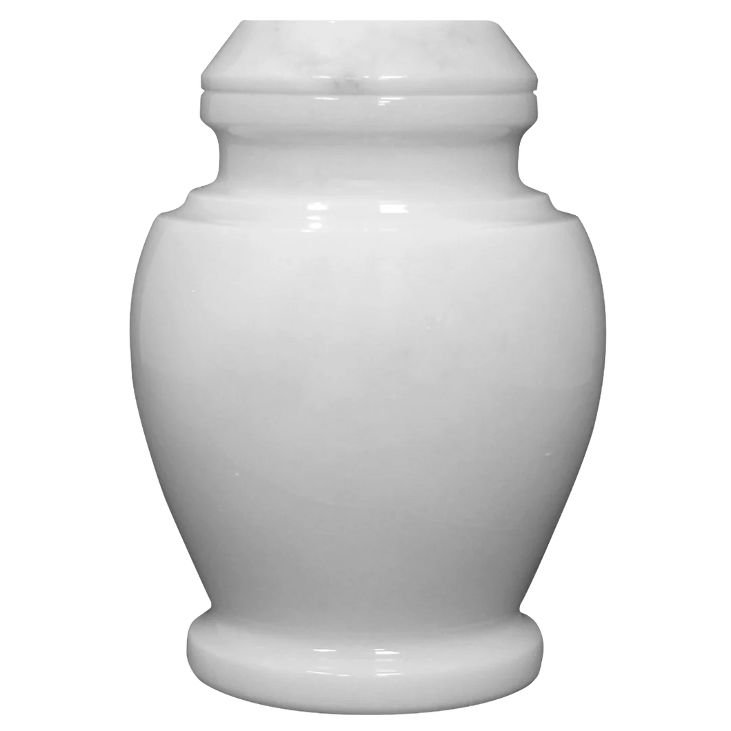 Small/Keepsake 15 Cubic Inch Carpel Antique White Marble Funeral Cremation Urn
