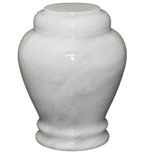 Load image into Gallery viewer, Small/Keepsake 15 Cubic Inches Embrace Antique White Marble Funeral Cremation Urn
