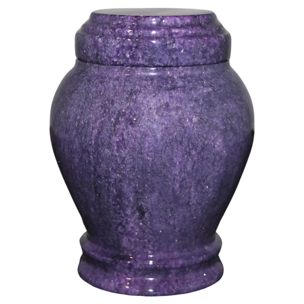 Small/Keepsake 15 Cubic Inch Purple Embrace Natural Marble Funeral Cremation Urn