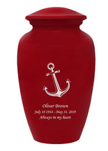 Load image into Gallery viewer, Large/Adult 200 Cubic Inch Custom Engraved Red Metal Anchor Funeral Cremation Urn
