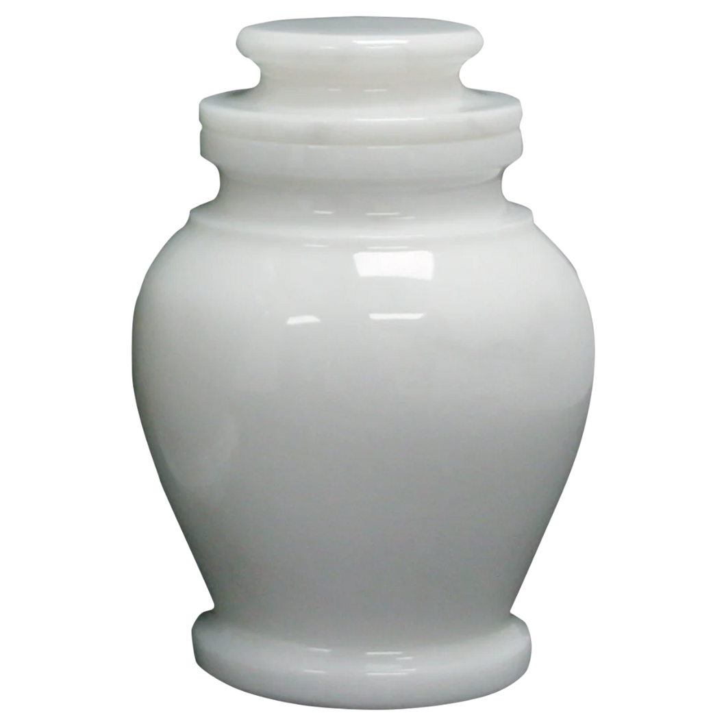 Small/Keepsake 15 Cubic Inch Serenity Antique White Marble Funeral Cremation Urn