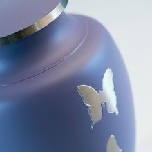Load image into Gallery viewer, Adult 200 Cubic Inch Brass Purple Butterfly Funeral Cremation Urn for Ashes
