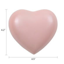 Load image into Gallery viewer, New Brass Pearl Pink Arielle Heart Funeral Cremation Urn w/stand, 20 Cubic inches
