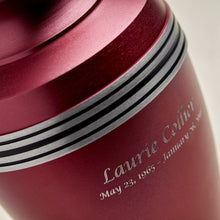Load image into Gallery viewer, Large/Adult 200 Cubic Inch Magenta Aluminum Grecian Funeral Cremation Urn
