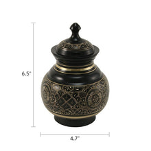 Load image into Gallery viewer, Black Brass Medium Pet Funeral Cremation Urn for Ashes 40 Cubic Inches
