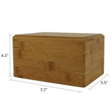 Load image into Gallery viewer, Small/Keepsake Bamboo Box Funeral Cremation Urn for Ashes, 85 Cubic Inches
