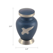 Load image into Gallery viewer, At Peace Memorial Brass Blue Keepsake Cremation Urn for Ashes 5 Cubic Inch
