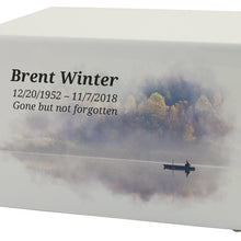 Load image into Gallery viewer, Large/Adult Calm Water Wood Box Funeral Cremation Urn for Ashes 200 Cubic Inches
