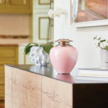 Load image into Gallery viewer, Adult 195 Cubic Inch Brass Pink Funeral Cremation Urn for Ashes

