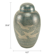 Load image into Gallery viewer, New, Solid Brass Guided Light Adult Funeral Cremation Urn, 200 Cubic Inches
