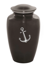 Load image into Gallery viewer, Large/Adult 200 Cubic Inch Custom Engraved Grey Metal Anchor Funeral Cremation Urn
