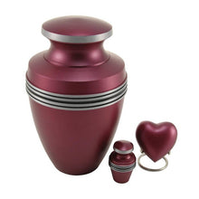 Load image into Gallery viewer, Large/Adult 200 Cubic Inch Magenta Aluminum Grecian Funeral Cremation Urn
