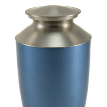 Load image into Gallery viewer, Blue Alloy &amp; Brass Adult 200 Cubic Inch Funeral Cremation Urn for Ashes
