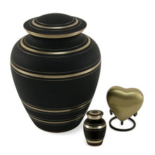 Load image into Gallery viewer, Black Brass Elite Onyx Adult 200 Cubic Inch Funeral Cremation Urn for Ashes
