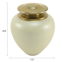 Load image into Gallery viewer, Adult 195 Cubic Inch Brass White Funeral Cremation Urn for Ashes
