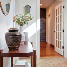 Load image into Gallery viewer, Black Brass Prestige Brilliance Adult 200 Cubic Inch Funeral Cremation Urn for Ashes
