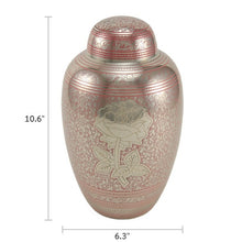 Load image into Gallery viewer, New,Adult Brass Pink Rose Large Funeral Cremation Urn for Ashes,200 Cubic Inches
