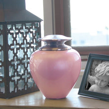 Load image into Gallery viewer, Adult 195 Cubic Inch Brass Pink Funeral Cremation Urn for Ashes

