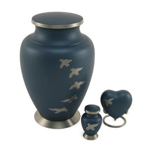 Load image into Gallery viewer, Adult 200 Cubic Inch Brass Blue Funeral Cremation Urn for Ashes
