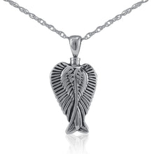 Load image into Gallery viewer, Sterling Silver Cherished Angel Wings Pendant Funeral Cremation Urn w/necklace

