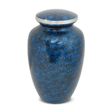 Load image into Gallery viewer, Large/Adult 220 Cubic Inches Blue Cerulean Brass Funeral Cremation Urn for Ashes
