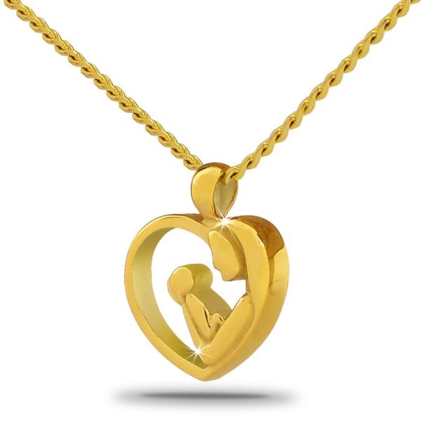 Mother and Child Gold Steel Pendant/Necklace Funeral Cremation Urn