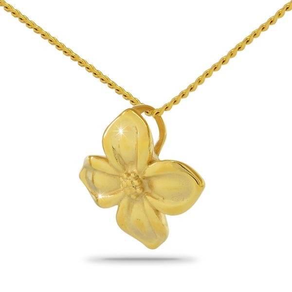 Simple Flower Gold Keepsake Pendant/Necklace Funeral Cremation Urn