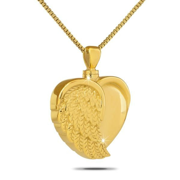 Leaf Heart Gold Steel Pendant/Necklace Funeral Cremation Urn