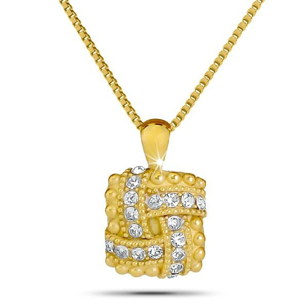 White Stone Gold Steel Keepsake Pendant/Necklace Funeral Cremation Urn