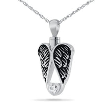Load image into Gallery viewer, Sterling Silver Winged Heart Pendant/Necklace Funeral Cremation Urn for Ashes
