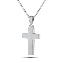 Load image into Gallery viewer, Small/Keepsake Timeless Silver Cross Pendant Funeral Cremation Urn for Ashes
