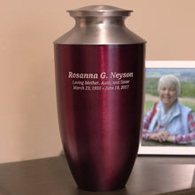 Load image into Gallery viewer, Red Alloy &amp; Brass Adult 200 Cubic Inch Funeral Cremation Urn for Ashes
