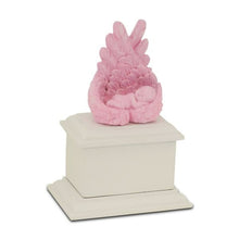 Load image into Gallery viewer, Small/Keepsake 8 Cubic Inch Pink Heavens Care Infant Cremation Urn w/White Base
