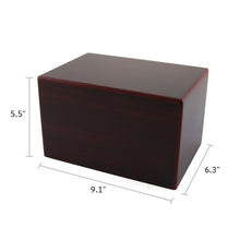 Load image into Gallery viewer, Large Cherry Box Funeral Cremation Urn for Ashes, 200 Cubic Inches
