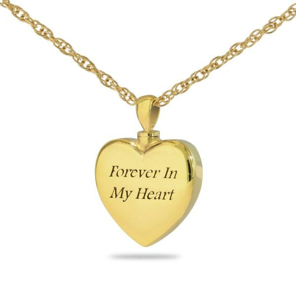 Forever In My Heart Gold Steel Keepsake Pendant/Necklace Funeral Cremation Urn