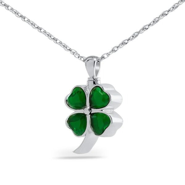 Clover Shamrock Silver Keepsake Pendant/Necklace Funeral Cremation Urn