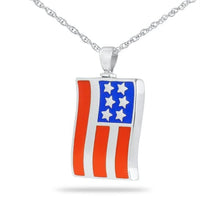 Load image into Gallery viewer, American Flag Patriot Silver Keepsake Pendant/Necklace Funeral Cremation Urn

