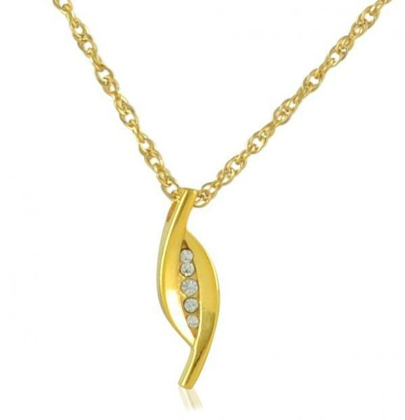 Crystal and Gold Steel Keepsake Pendant/Necklace Funeral Cremation Urn