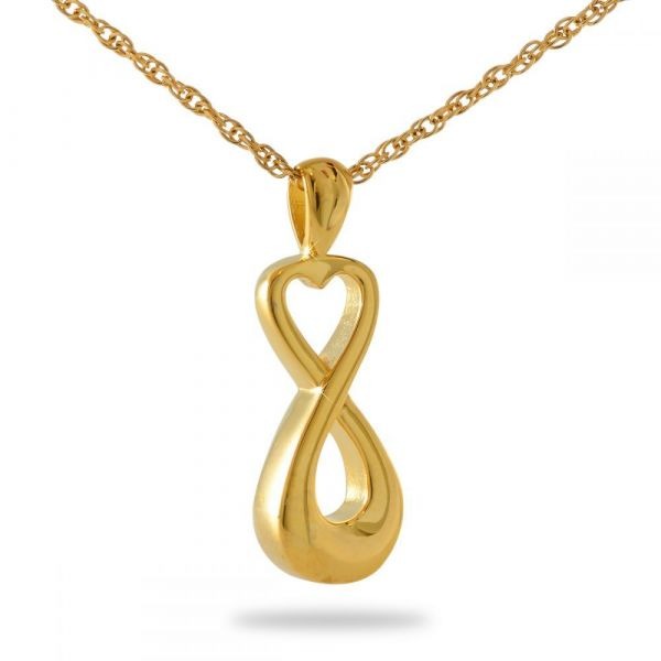 In Love Forever Gold Steel Pendant/Necklace Funeral Cremation Urn