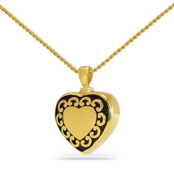 Gold Steel Heart Pendant Keepsake Pendant/Necklace Funeral Cremation Urn