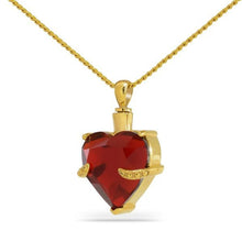 Load image into Gallery viewer, Red Heart Gold Steel Keepsake Pendant/Necklace Funeral Cremation Urn
