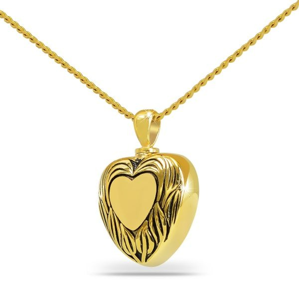 Loving Heart Gold Steel Pendant/Necklace Funeral Cremation Urn