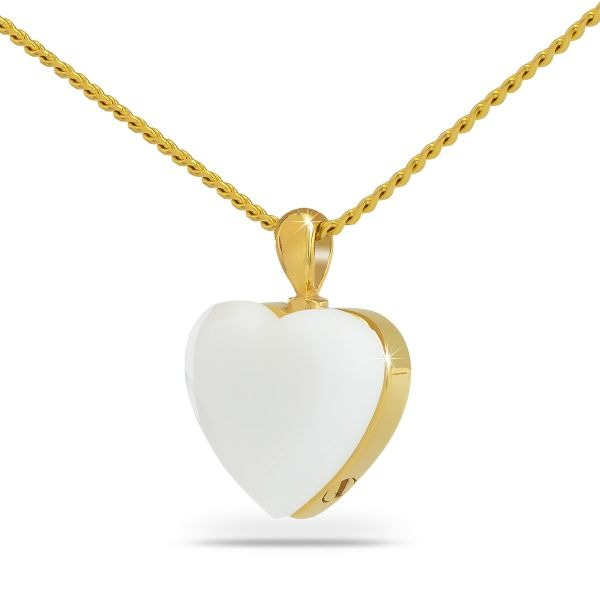 Mother of Pearl Simple Gold Steel Keepsake Pendant/Necklace Funeral Cremation Urn