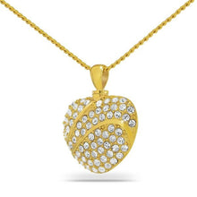 Load image into Gallery viewer, White Stone Heart Gold Steel Keepsake Pendant/Necklace Funeral Cremation Urn
