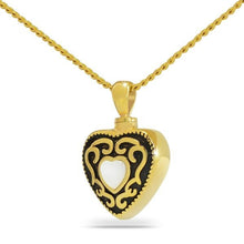 Load image into Gallery viewer, Western White Heart Gold steel keepsake Pendant/Necklace Funeral Cremation Urn
