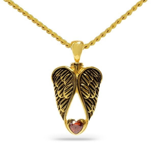 Winged Red Heart Keepsake Pendant/Necklace Funeral Cremation Urn